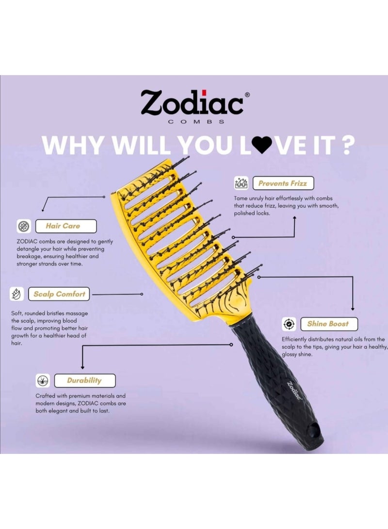 زودياك فرشاة شعر زودياك دايموند ذات فتحات تهوية - لون ذهبي كرومي - Image 2